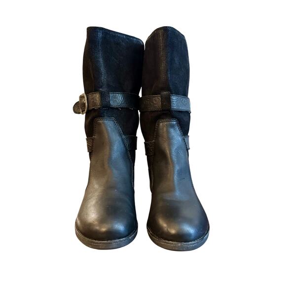 Emu Ainslie Australian black leather biker buckle strap City boots women's 8.5 - Picture 4 of 9